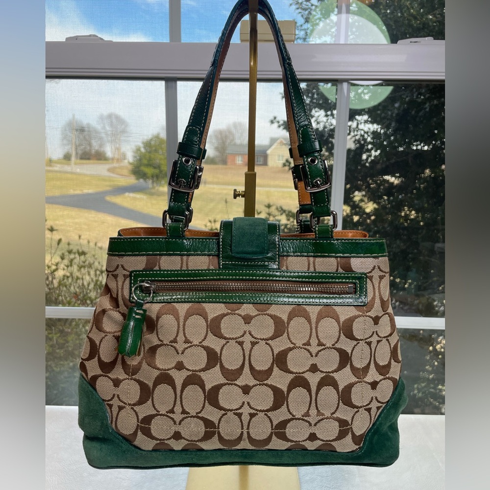 Coach Vintage Hamptons Signature Suede Stripe Satchel - Picture 16 of 17